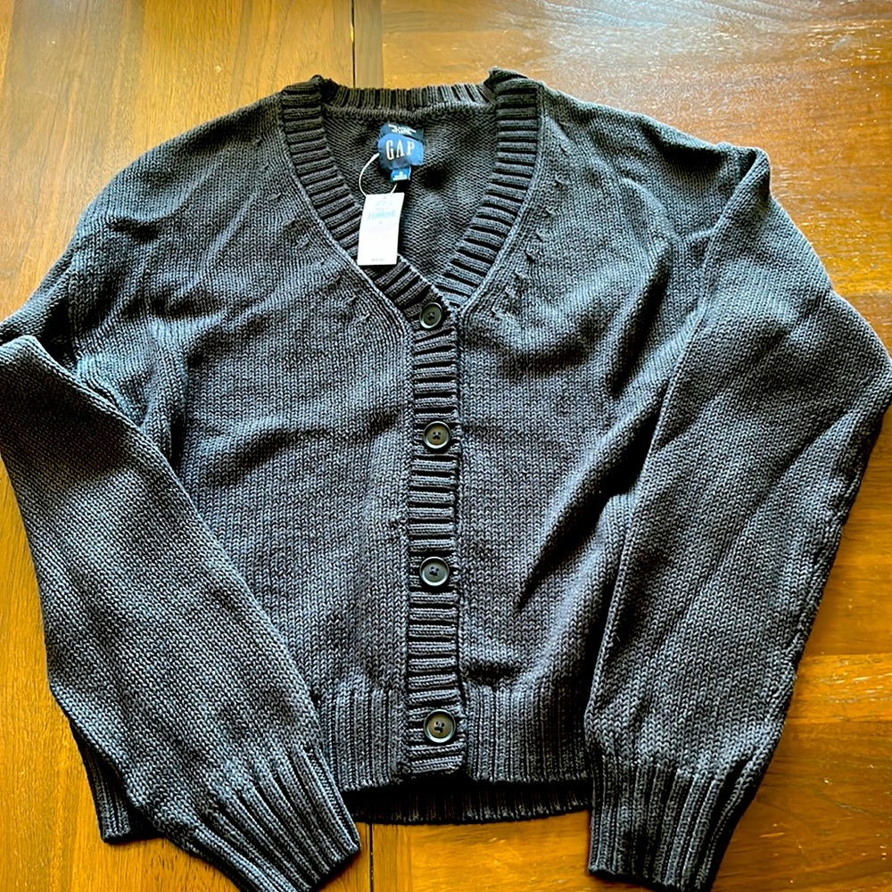 NWT Gap Linen V-Neck Cardigan Black
